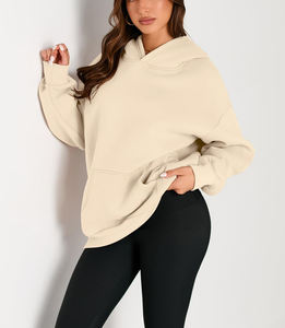 Streetwear de haute qualité, sweats à capuche unis et lourds au design personnalisé pour femmes - Product Image 2