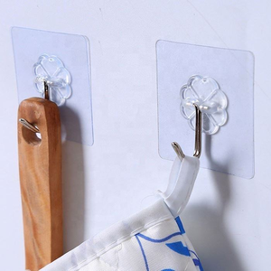 Clear Flower Shape Self-Adhesive Wall <b>Hooks</b> For Bathroom Kitchen Storage Waterproof <b>Plastic</b> <b>Hook</b> With Simple Design - Product Image 2