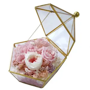 סיטונאי בית תפאורה גיאומטרי זכוכית אגרטל ורדים השתמרות ופרחי זכוכית