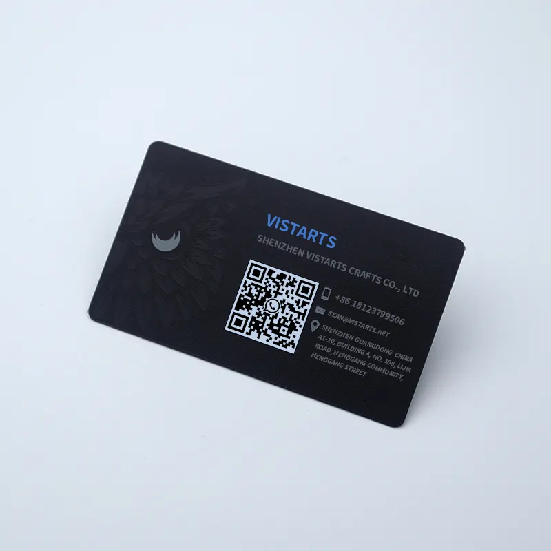 manufactured customize matt black metal name card Print personal information metal business card with qr code