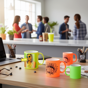 Mug en céramique fluorescent personnalisé, imprimé numériquement, coloré, durable, original, articles promotionnels pour boissons - Product Image 3