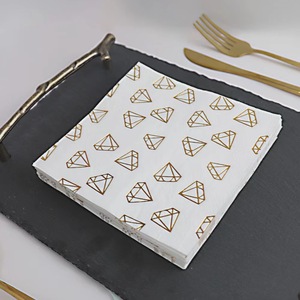 Gold Stamped Diamond Pattern Paper Napkins 330x330mm Disposable For Wedding Birthday Anniversary Parties - Product Image 2