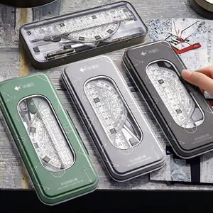 Juego de Geometría Multifuncional para Estudiantes de <span class=keywords><strong>Primaria</strong></span> y Secundaria, Estuche de Almacenamiento de Papelería con Caja Metálica, Kit de Herramientas Preparado para Exámenes - Product Image 3