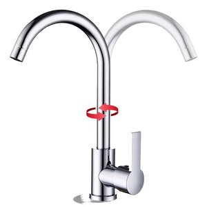 Robinet de cuisine moderne chromé à trou unique, robinets d'évier rotatifs montés sur le pont avec vanne en céramique, fonction robinet à eau - Product Image 4