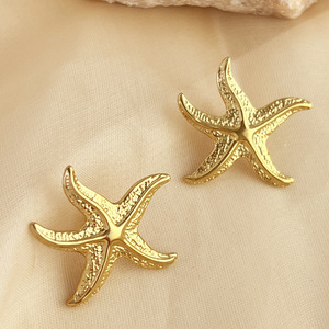Été Femmes Plaqué Or Style Océan Plage Bord de Mer Vacances Étoile de Mer Boucles d'oreilles Femmes Mignon Étoile de Mer Boucles d'oreilles Bijoux Cadeaux - Product Image 1