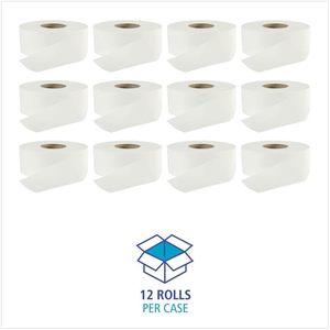 กระดาษชำระแบบม้วนใหญ่ 2 ชั้น ปลอดภัยสำหรับห้องน้ำ ยี่ห้อบอร์ดวอล์ค สีขาว ขนาด 3.2 นิ้ว เอ็กซ์ 525 ฟุต (12 ม้วน/กล่อง) - Product Image 1