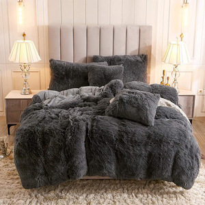 Mu Vua Kích Thước <span class=keywords><strong>Comforter</strong></span> Đặt Sang Trọng Giường Bộ Đồ Giường 3 Miếng Sang Trọng <span class=keywords><strong>Comforter</strong></span> Bìa Thiết Lập Mờ Faux Lông Sang Trọng Fluffy Bộ Đồ Giường Bộ - Product Image 1