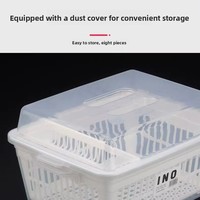 INOMATA Organisateur d'ustensiles de cuisine importé en plastique, moderne, minimaliste, double couche, léger et durable, pour égoutter vaisselle et baguettes