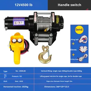 Treuil électrique pour voiture 12V/24V 4500lb, pour véhicule tout-terrain, remorque de secours domestique, avec câble en acier de 9,5 mm, treuil de levage embarqué - Product Image 5