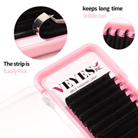 Extensions de cils individuels en cheveux synthétiques noir mat, en plateau, pour cils éventail facile, longs et naturels, sans cruauté, véganes