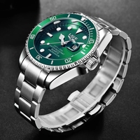 Montre LIGE LG10045 pour homme, cadran vert, style luxueux en acier inoxydable, montre étanche, montre à quartz pour homme + boîte cadeau