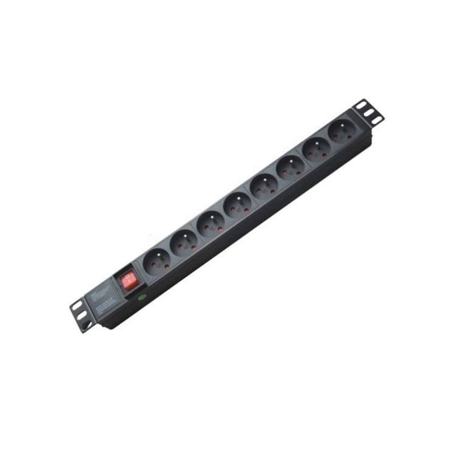 19 Inch French 16A 1U 8 Ways PDU Network Cabinet Rack Power Strip Distribution
