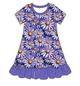 Qingli OEM Aucun tarif Floral Petites filles Robes d'été à manches courtes Moo Moo <span class=keywords><strong>Chemise</strong></span> <span class=keywords><strong>de</strong></span> <span class=keywords><strong>nuit</strong></span> avec volants - Product Image 6