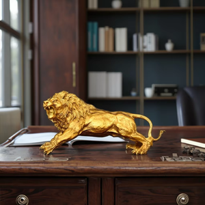 יציקת בעלי מתכת, פסל אריה פליז לקישוט משרדי ורכב, פסל אריה בגודל גדול לדלתות - Product Image 5