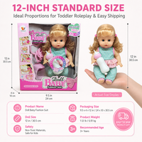 Poupée bébé de 12 pouces avec tenue tendance, biberon, jouet interactif pour jeu d'imitation, cadeau d'anniversaire pour enfants, vente en gros
