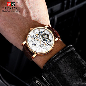 Relojes para Hombre con Esfera Hueca, Modelo 8383D, Forma Tonneau, Correa de Cuero Genuino, Tourbillon Automático Mecánico - Product Image 5