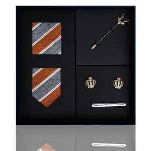 Premium Heren Cadeau Stropdas Set Zijdeachtige Stropdas Pocket Vierkanten Tie Clips Manchetknopen Voor Heren