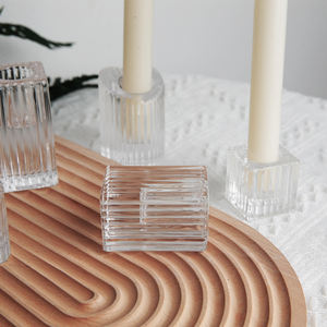 Nordic tempat lilin lancip kristal kaca bening kecil, dekorasi mewah untuk tengah meja Hari Valentine Pernikahan - Product Image 3