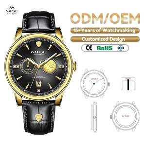 Montre automatique Miyota Custom Design OEM, superluminescente, avec calendrier, mécanique, pour homme, faible MOQ, bracelet en cuir, saphir. - Product Image 1