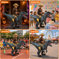 Costume gonflable de Velociraptor, tenue de dinosaure portable, taille 1,2 m, durable, pour festivals et défilés en extérieur, facile à utiliser