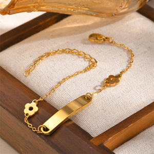 Aceon Velle Bracelet chaîne à maillons en acier inoxydable pour femme Barre incurvée à la mode Couches réglables DIY Graver le zircon pour bijoux - Product Image 4