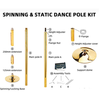 Poteau de danse statique réglable en or de 45mm 3.7-9 pouces en acier réglable en hauteur