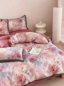 Top vente Style américain coton quatre pièces ensemble pur coton <span class=keywords><strong>haut</strong></span> <span class=keywords><strong>de</strong></span> <span class=keywords><strong>gamme</strong></span> Floral <span class=keywords><strong>housse</strong></span> <span class=keywords><strong>de</strong></span> <span class=keywords><strong>couette</strong></span> ensemble <span class=keywords><strong>de</strong></span> literie - Product Image 3