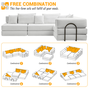 Modern Simple Compression L-Shaped <b>Sofa</b> Set with <b>Sponge</b> Filling Removable Washable Cover Armrests and Pillows <b>for</b> Living Room - Product Image 5