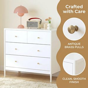 Cómoda Moderna Europea Blanca de 4 Cajones, Ecológica, de MDF, para Niños, Armario de Almacenamiento, Armario para Dormitorio Infantil, Mesita de Noche para Bebés - Product Image 6