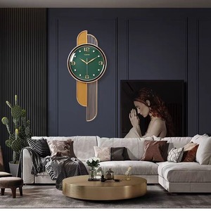 Nordic Modern Minimalist Wall Clock Green Face Gold Frame Battery Powered Living Room Decor - Product Image 3