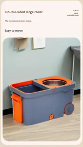 Juego de Trapeador Giratorio y Cubeta para Limpieza del Hogar, Rotación de 360 Grados, Microfibra Ultrafina, Manos Libres, Doble Acción para Seco y Húmedo, Duradero - Product Image 2