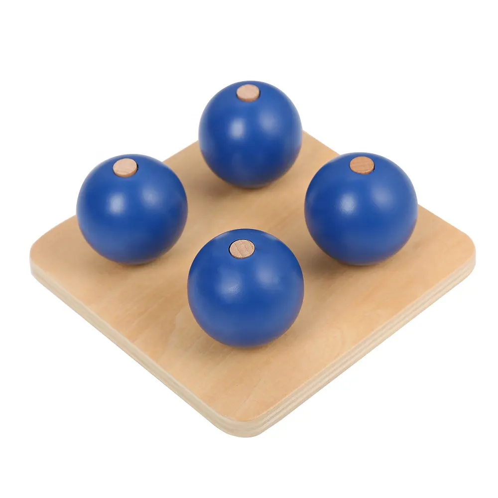 Baby toys educational montessori blue square wooden peg board toy with four round balls