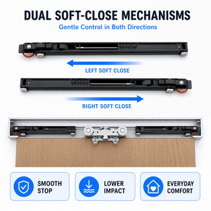 Kit de quincaillerie pour <span class=keywords><strong>porte</strong></span> <span class=keywords><strong>coulissante</strong></span> Ghost, fermeture douce, rail invisible, en alliage d'aluminium, ensemble complet pour portes intérieures, OEM ODM personnalisé - Product Image 3