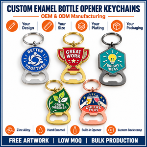 Porte-clés décapsuleurs personnalisés en émail dur pour motivation d'entreprise, fabrication OEM ODM - Product Image 4