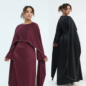 Robes en gros 2026 pour femmes, abaya musulmane de luxe à perles, abaya tendance pour l'Aïd, robe musulmane pour femmes, abaya unie de Dubaï, vêtements islamiques - Product Image 1