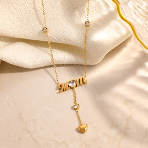 Collar con Colgante de Corazón para Mamá, Chapado en Oro de 18k, Cadena en Y, para Uso Diario, Regalo - Product Image 3