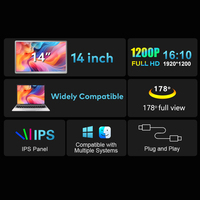 Rotación de 360 ° Monitor de pantalla triple IPS de 14 pulgadas El mejor socio para la Oficina Estación DE TRABAJO dual Plug and Play fácil de llevar para Laprops