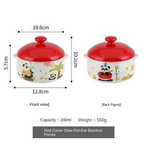 Tazón de Porcelana Desechable con Diseño de Panda Comiendo Bambú, Esmalte Craquelado, Diseño de Dibujos Animados, Tazón para Huevos al Vapor con Tapa, Vajilla Infantil para el Hogar - Product Image 6