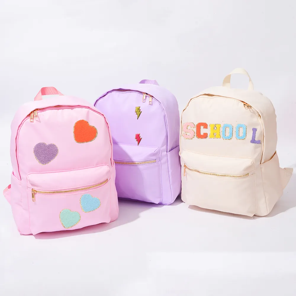 Keymay Stock 11 Colors Custom Designs Outdoor Travel Zipper Kids Backpack School Bags Waterproof Nylon Backpack