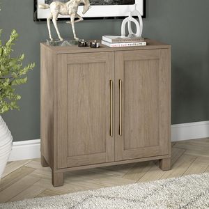 Weathered <strong>Grey</strong> <strong>Modern</strong> Wooden <strong>Sideboard</strong> with Two Doors and Adjustable Shelf. It Stores Goods for Entryways, Dining and Bedrooms - Product Image 2