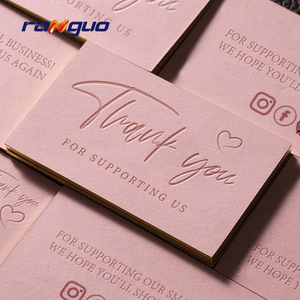 Custom Gold Plated Luxury Debossed Logo Printing E-commerce Personalized Thank You Card Small Business Your Own Design CMYK