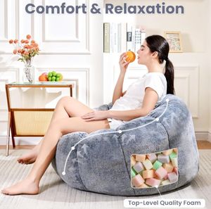 Sofá Puff Convertible Moderno de Piel Sintética para Adolescentes y Jóvenes, Silla de Lectura con Reposabrazos de Pétalos para Sala de Estar - Product Image 3