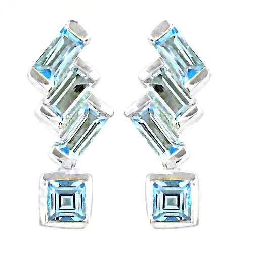 New Design Blue Topaz Stone Handmade 925 Sterling Silver Jewellery Earrings Wholesale Awesome Jewellery Gift For