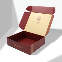 Échantillon gratuit, boîte d'expédition en papier ondulé recyclable, personnalisable avec logo, couleur rouge, cosmétique, auto-érectible, impression quadricolore