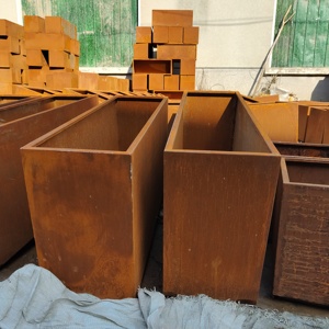Pots <span class=keywords><strong>à</strong></span> fleurs résistants aux intempéries, jardinières sur mesure, pots <span class=keywords><strong>à</strong></span> plantes en acier corten - Product Image 2