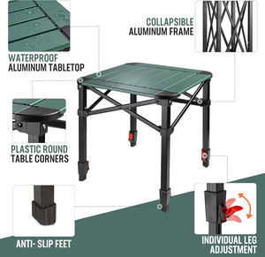 Table de camping carrée pliable en aluminium légère et réglable APZA002 pour pique-nique, barbecue et extérieur, avec sac de transport - Product Image 5