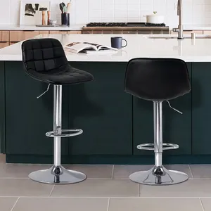 New Design Adjustable Black Upholstered Leather Bar Stool Hydraulic Lift Bar Stools For Kitchen