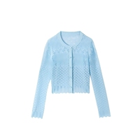 Pull cardigan sexy à gradient pour femmes grande taille, maille moulante, vêtements de nuit populaires, taille unique, sans couture, décor creux, uni