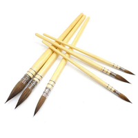 Ensemble de 6 pinceaux professionnels à poils d'écureuil de qualité supérieure avec manche en bois et pointe fine pour la peinture à l'aquarelle et la gouache, à absorption élevée