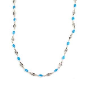 Collier chaîne en argent sterling 925 romantique pour femmes, émail bleu nacre, filigrane, fait à la main, bijoux turcs - Product Image 3